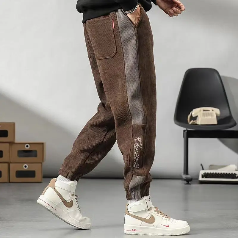 2023 Autumn Winter New Solid Color Fashion Elastic Waist Haren Pants Man High Street Casual Loose Pocket All-match Sweatpants