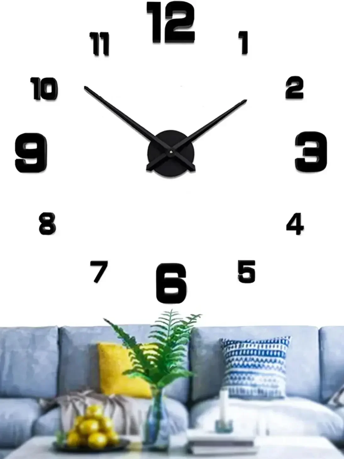 Frameless DIY Modern 3D Wall Clock with Mirror Numbers Stickers Travel Time Accuracy for Home Bedroom Office Wall Decorations