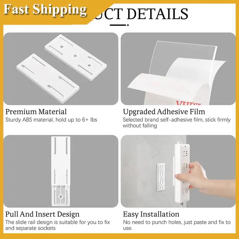 Desktop Socket Holder, Plug-In Surge Protector Bracket, Desktop Mobile Self-Adhesive Non-Punch Socket Bracket Durable