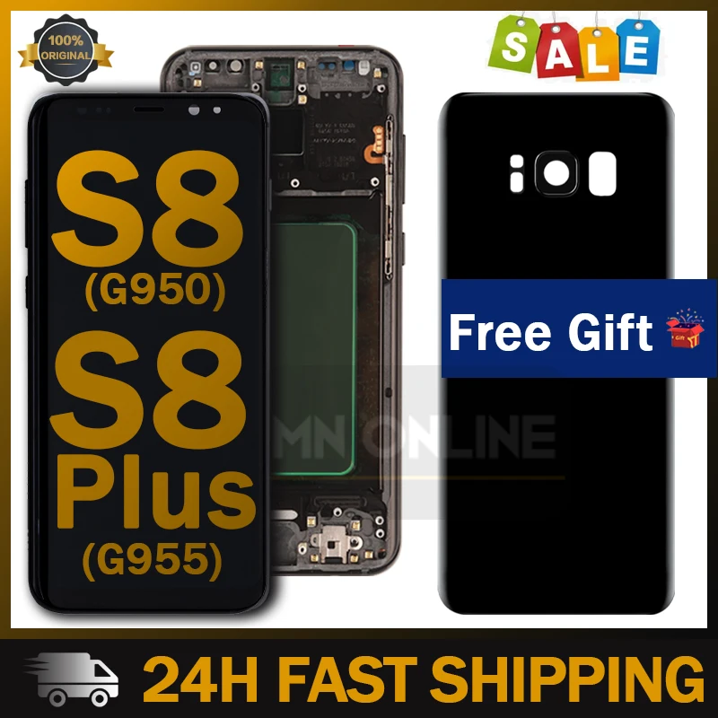 

100% Original Amoled LCD For Samsung Galaxy S8 G950 Display Touch Screen Digitizer For Samsung S8 Plus G955 With Free Back Cover