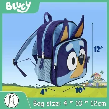 Bluey Dog Plush Backpack – Simple Oxford Cloth Schoolbag with Front Pocket, Early Education Preschool Bingo Dog Bag 1