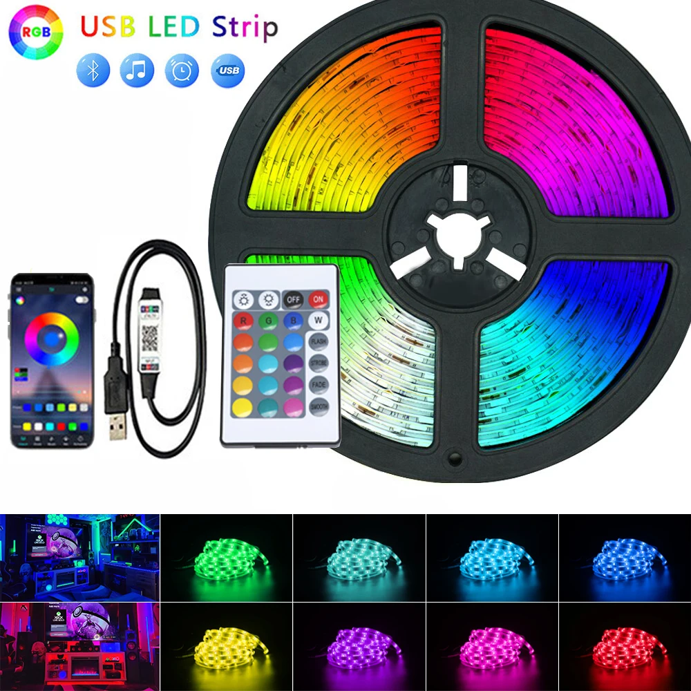 LED Light Strip Bluetooth APP Control 10m 20m 5050 USB for TV Desktop Screen Decorate Room Decoration Tape Diode Christmas party