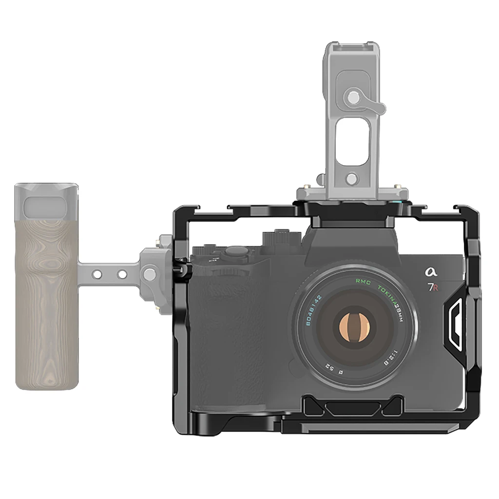 Metall-Kamerakäfig für Sony A7M5 A7M4 A7R5 DSLR-Kamera, Schutzrahmen mit Cold-Shoe-Halterung für Arca Swiss Stativ-Kugelkopf – Detail 1