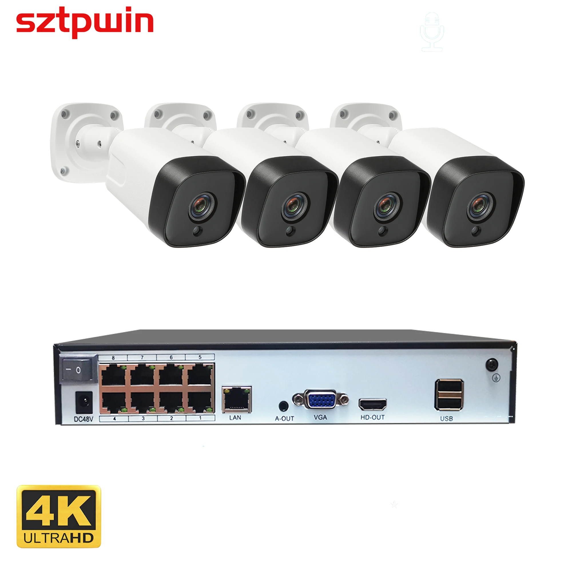 Sistema Telecamere Di Sicurezza MOSBOK 4K PoE 5MP – 4 Telecamere IP Estere Con Audio Bidirezionale, HDD 500GB, Visione Notturna - 2