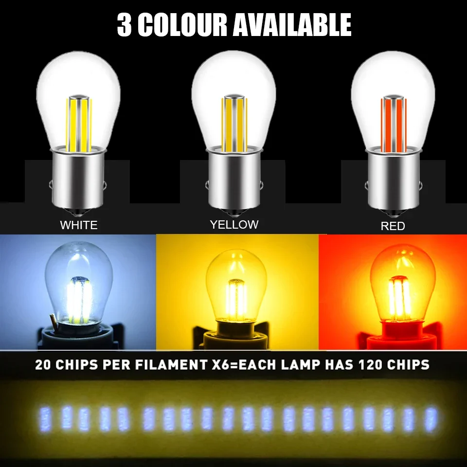 1Pcs 6 ʶƮ Ĩ 1156 Led P21W ڵ  S25 ڵ Ba15s   ȸ ȣ     ȭƮ