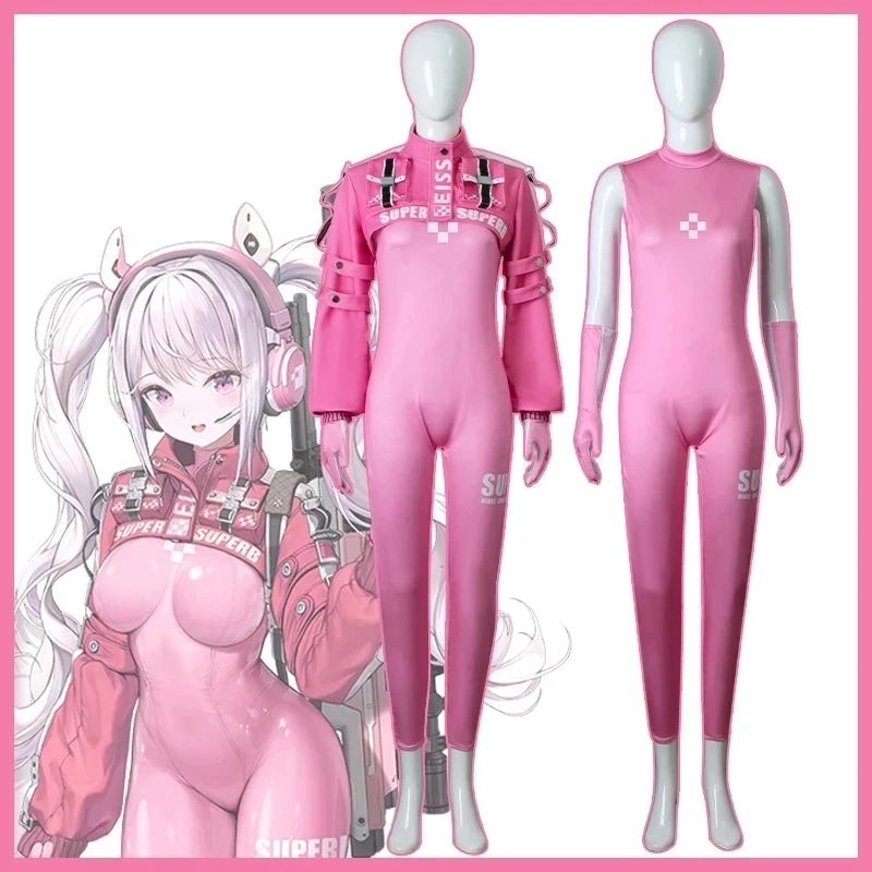 

Anime Game NIKKE:The Goddess of Victory Cosplay Costumes Alice Pink Tight Bodysuit Halloween Girl Jacket Jumpsuit Socks Gloves