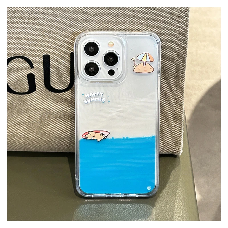 Floating Decor Puppy Dog Liquid Case for iPhone 16 15 14 Pro Max