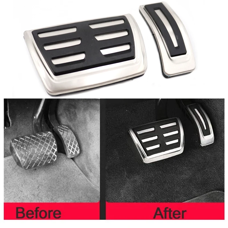 Stainless Steel Car Brake Pedal For Audi A4 Accessories ~ B9 Automotive Rubber Non-slip No Drilling Pedal