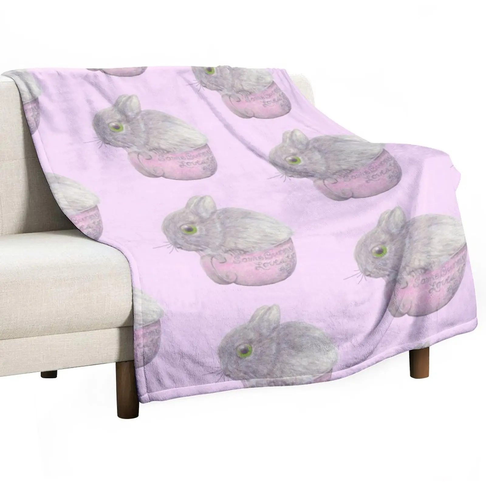 

Some Bunny Loves You Throw Blanket Cute Blanket Plaid Blanket Luxury