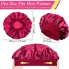 Soft Satin Hair Bonnet for Women Night Sleep Hair Caps Silky Bonnet Satin Double Layer Adjust Head Cover Hat for Curly Springy 3