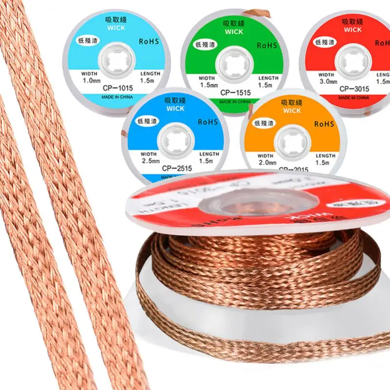 Desoldering Braid Tape Copper Welding Solder Remover 1/1.5/2.5/3/3.5/4mm Wire Soldering Wick Tin Lead Cord Flux BGA Repair Tool