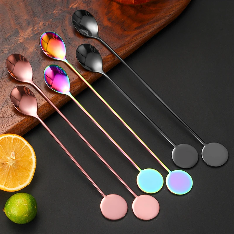 16/21cm Long Handle Stir Bar Spoon Stainless Steel Mixing Ounces Cocktail Spoons Coffee Scoop for Dessert Bartender Accessories