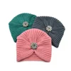 Bohemian Style Winter Woolen Flower Drill Belt Knitted Hat European and American  Women Turbans Cap 4