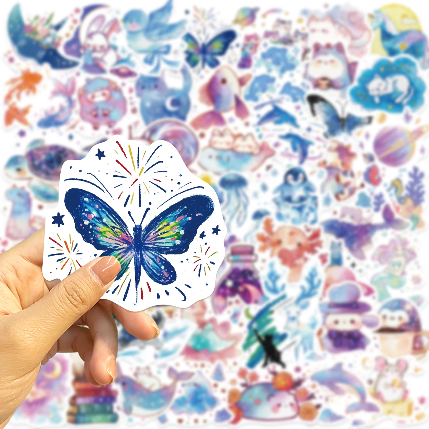 50 stücke Gemischte Nette Cartoon Aquarell Wildlife Park Tier Aufkleber kinder Spielzeug Gepäck Gitarre Skateboard Tagebuch Wasserdicht – Detail 2