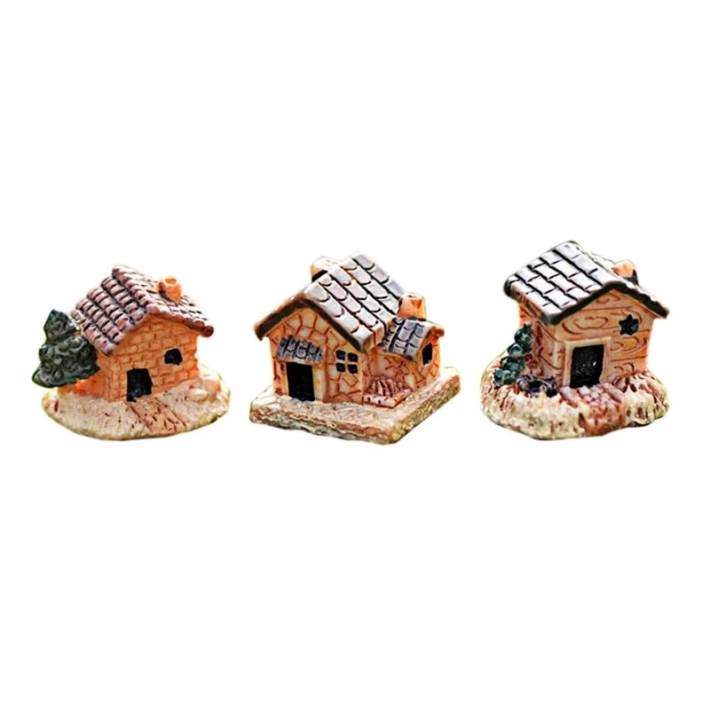 5Pcs Mini Doll House Stone House Resin Decorations for Home and Garden DIY Decorations(Style Random) miniature figurines resin crafts house kit