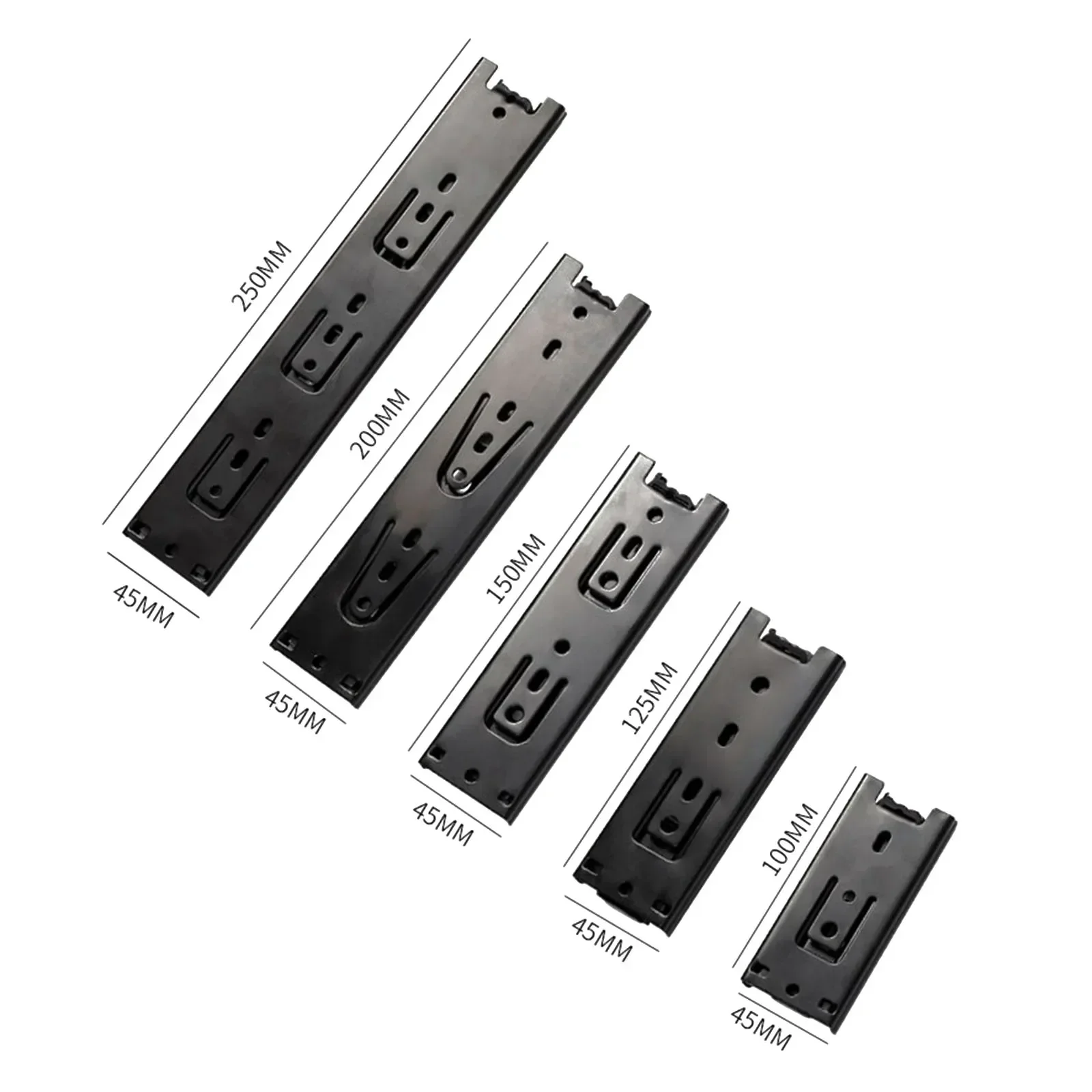 45mm Drawer Slides Wide 5"6"8" Ultra Short Small Drawer Slides Folding Three -Section Guide Cabinet Furniture Hardware