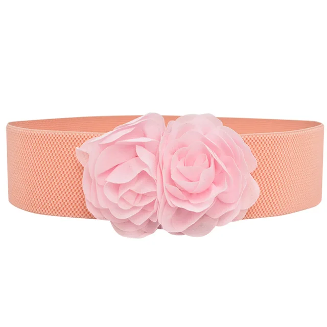 Anchos cinturones elásticos de flores de gasa mujer, cinturones de cintura gruesa, cinturón accesorio para vestido de mujer AliExpress