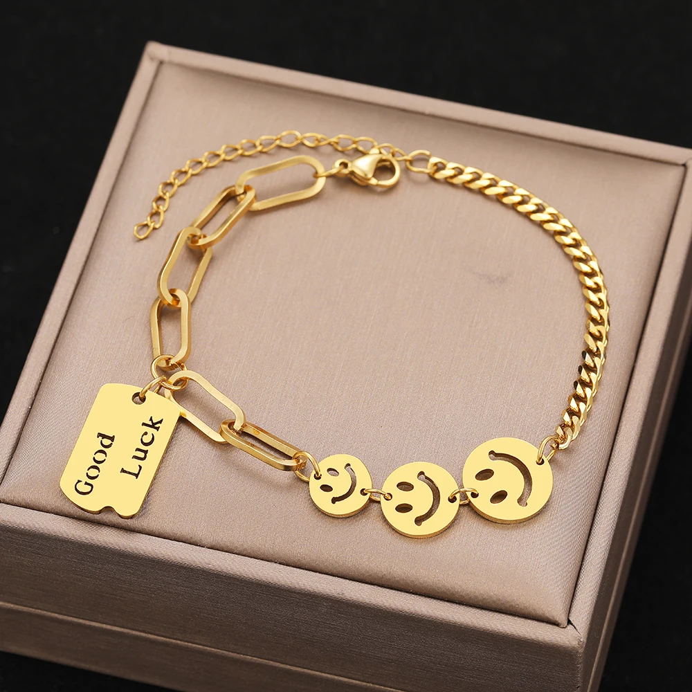Stainless Steel Bracelets Hippie Gothic Pearl Chain Pendants Fashion Bracelet For Women Jewelry Portrait Coin Girls Gifts stainless steel bracelets