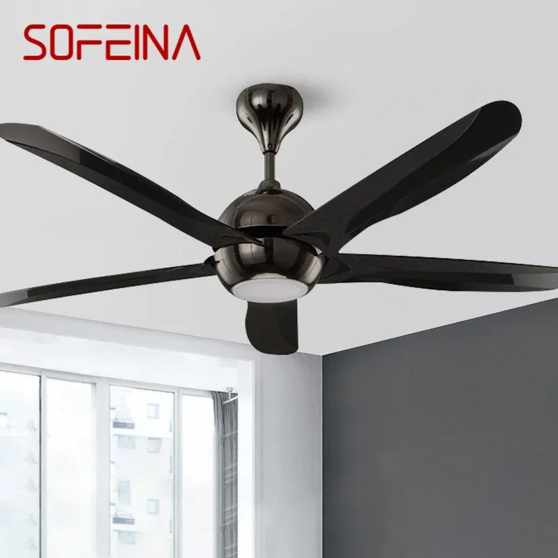 SOFEINA 북유럽 LED 선풍기 조명, 현대 미니멀리즘 레스토랑 거실 서재 천장 선풍기 조명, 원격 전기 선풍기 조명