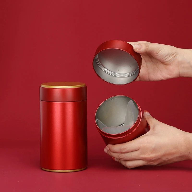 Portable Tea Box Solid Color Tea Sealed Box Teaware Storage Container Tinplate Can Coffee Sugar Kitchen Storage Jar