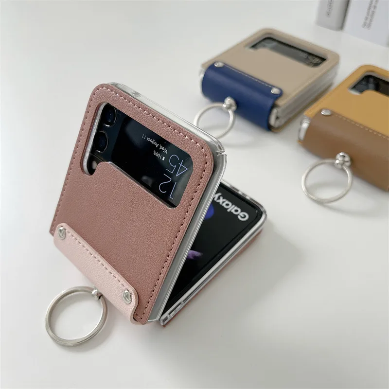 2022 Fashion Miss Ring case for Samsung Galaxy Z Flip 3 5G Fold business leather Cover Anti-knock PC Cases for Flip3 samsung z flip3 case