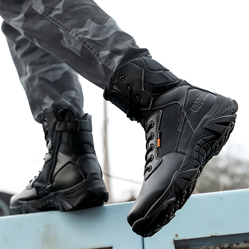2023 Men's Winter High Top Boots Waterproof Anti slip Warm High Top Large Men's Cotton Shoes Outdoor Training Shoes