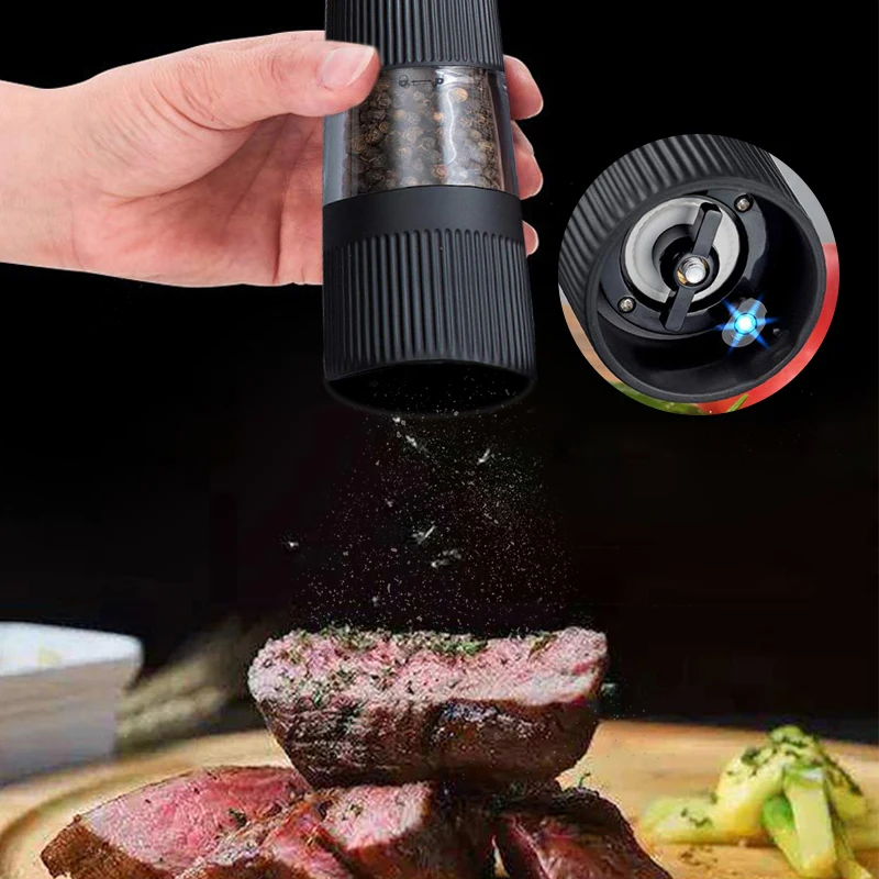 Electric Automatic Mill Pepper And Salt Grinder With LED Light Adjustable Coarseness Spice Grinder Kitchen Cooking Tool
