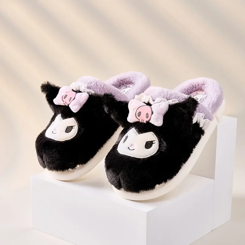 

Cute Sanrioed Kuromi My Melody Children's Cotton Slippers Cartoon Anime Cinnamoroll Plush Winter Warm Slippers Girls Gift