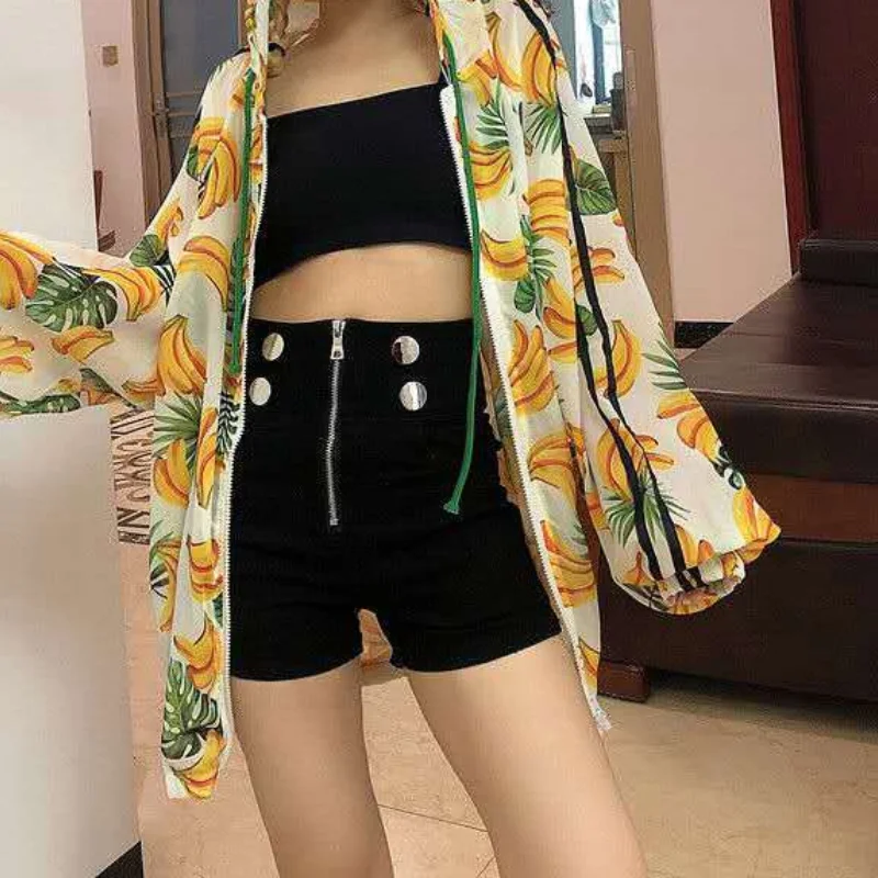 Women's Summer Korean New High Waist Denim Shorts Fashion Trend Solid Color Zipper Button Splicing Tight Versatile A-line Pants