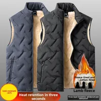 Lamb Velvet Men's Vest Autumn Winter Warm Fce Lined Stand Collar Loose Casual oulder Pad Jaet Faion Urban Sle
