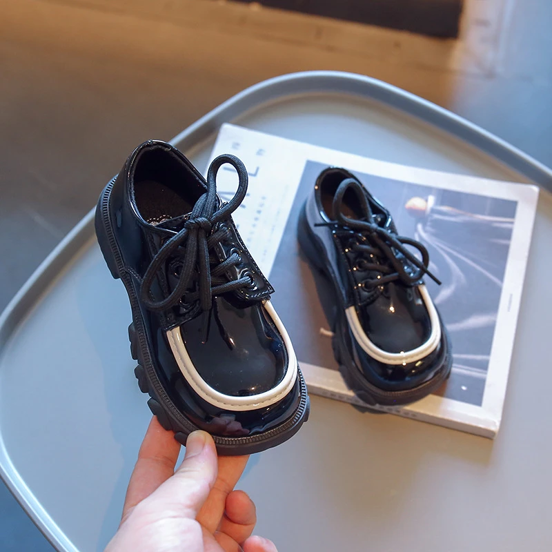 Zapatos de con cordones negros para niños y niñas, mocasines nuevos informales antideslizantes clásicos brillantes, nueva moda de primavera| | - AliExpress