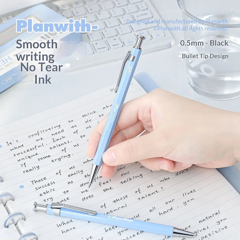 Hexagonal Metal Gel Pen Set - Ultra-Smooth No-Smudge Writing, 0.5mm Needle Tip