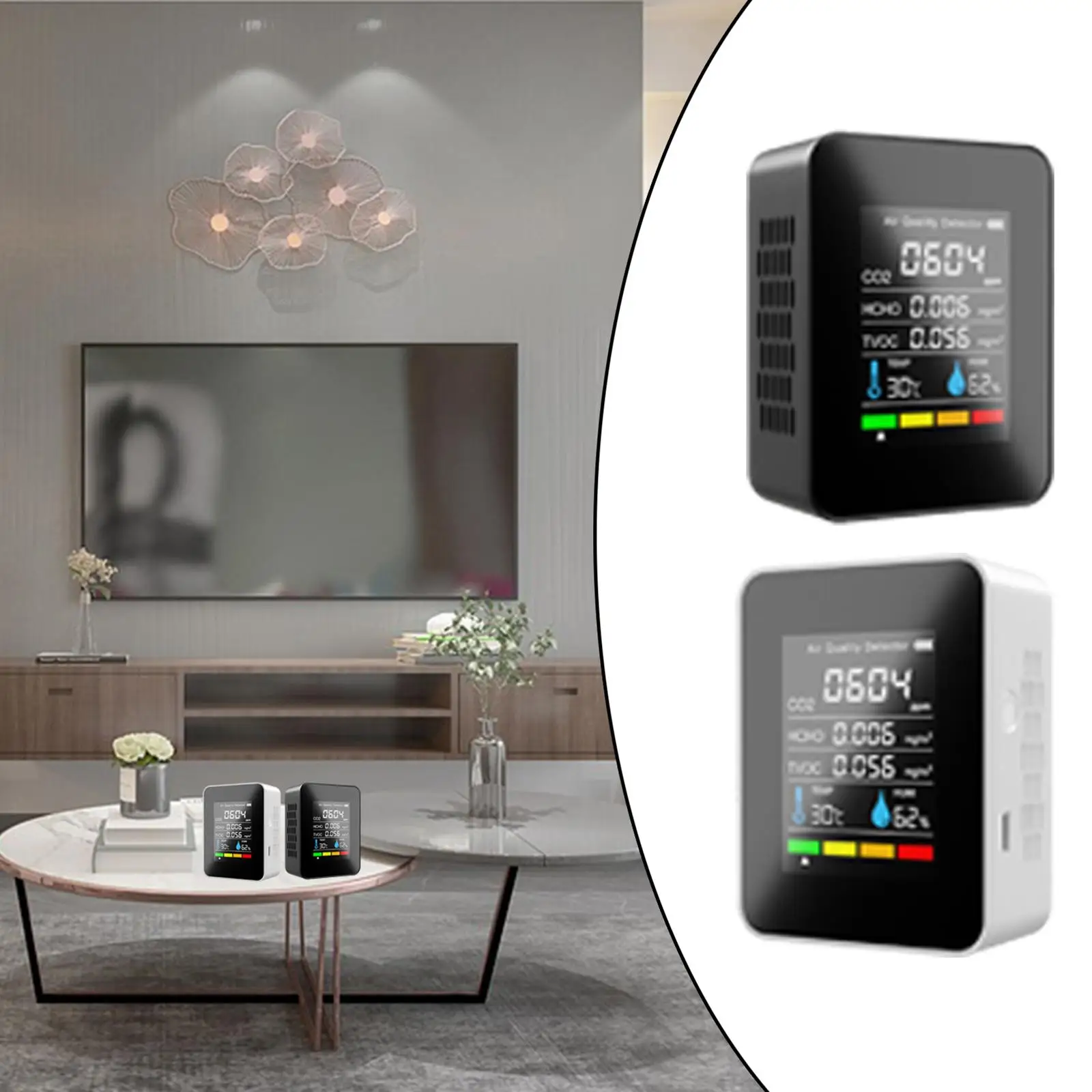 Intelligent Carbon Dioxide Detector Digital Display Temperature Humidity Meter for Kitchen