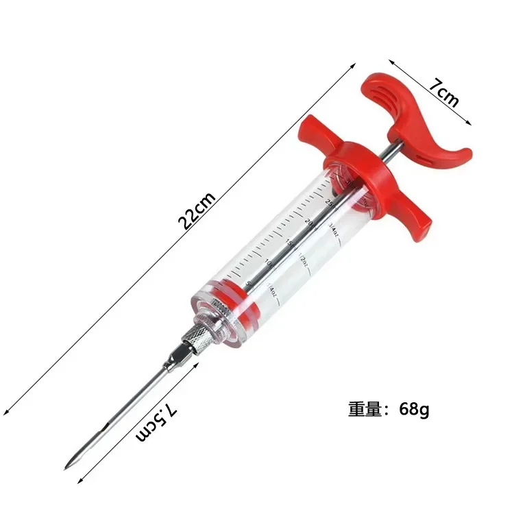 Description Picture 2 of item50ml Syringe/3 needles/cleaning brush BBQ Injector Cooking Meat Poultry Seasoning Marinade Stainless Steel Needle BBQ Injector