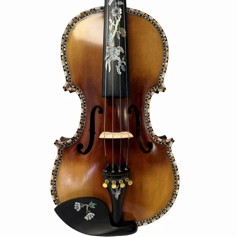 Strad style SONG master bird's eye maple wood 4/4 violin,carving ribs and neck inlay nice shell,sound clear and melodious