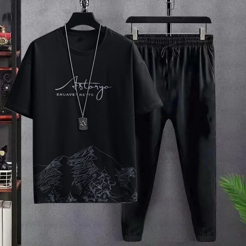 Snow Mountain black trousers suit/ankle-tied