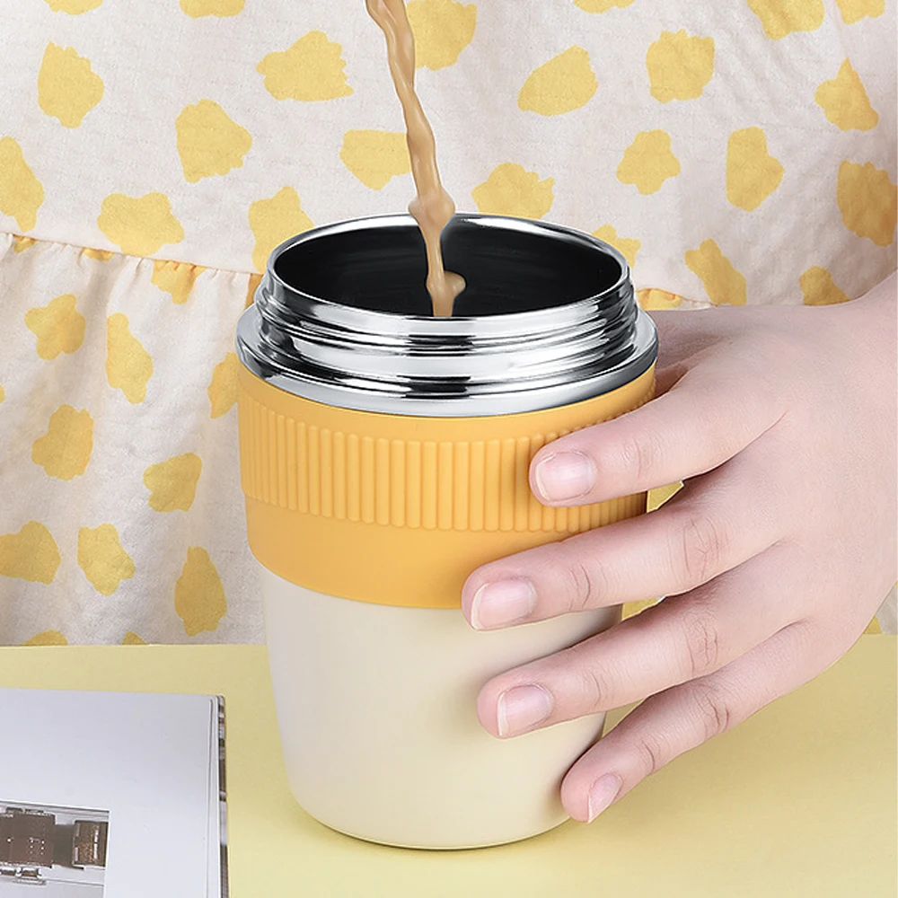 GIANXI Coffee Insulation Mug Ceramic Liner Thermos With Straw Simple Style  Leak-Proof Keep Cold And Warm Coffee Cups - AliExpress