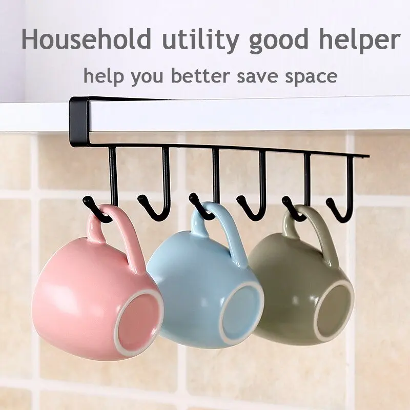 Seamless nail free hook multi row cabinet iron storage wall rack