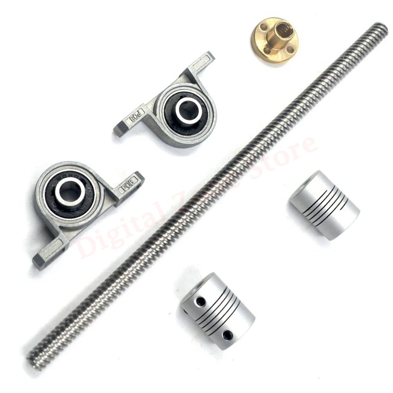

3D принтер T8 горизонтальный 8 мм Leadscrew Rod 350 мм, гибкая муфта вала, латунная гайка, комплект подшипников KP08