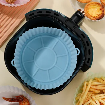 14/18/18.5cm Air Fryers Oven Baking Tray Fried Chicken  Basket Mat AirFryer Silicone Pot Round Replacemen Grill Pan Accessories