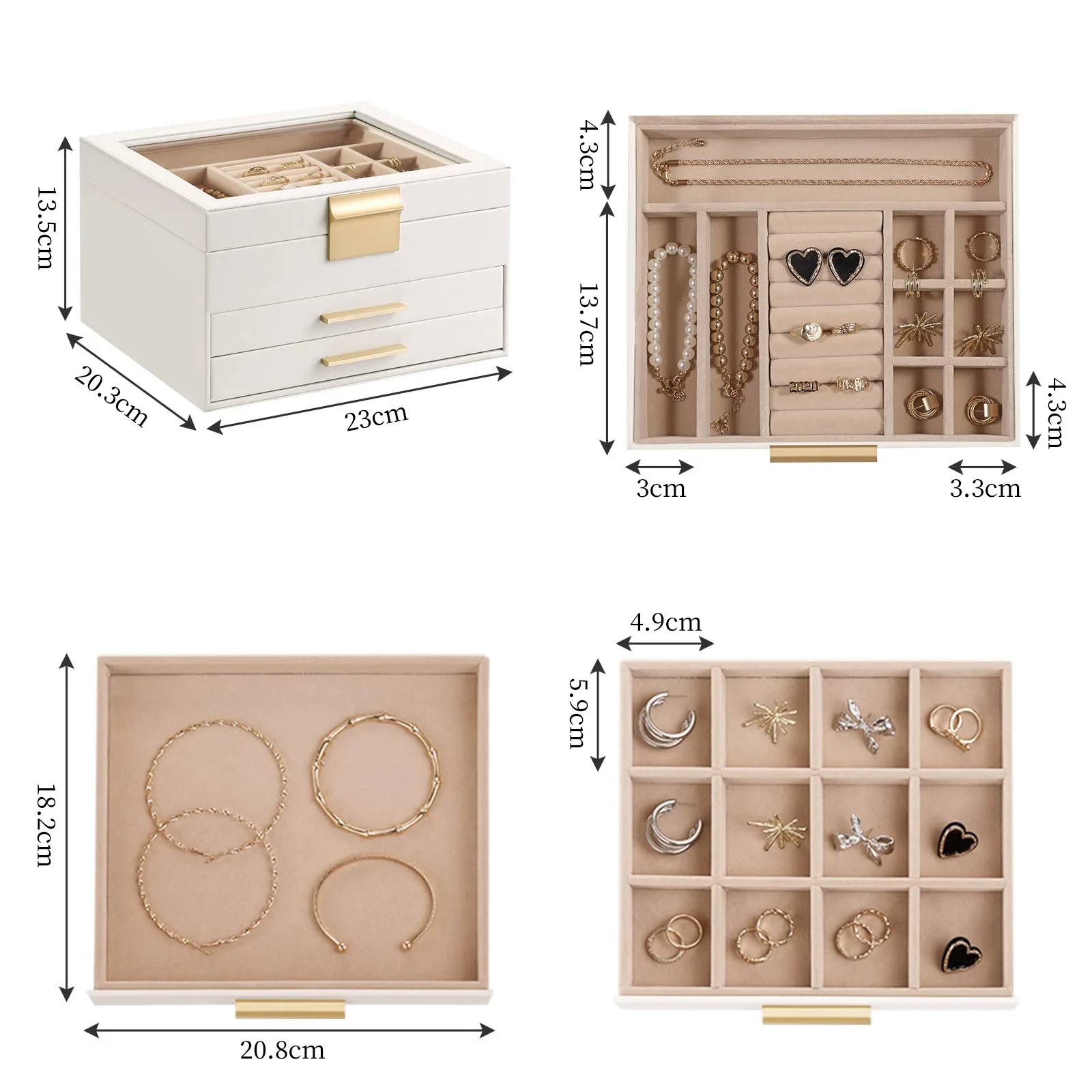 Boîte à bijoux de voyage pour boucles d’oreilles ouverte