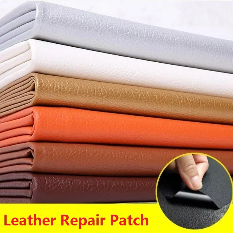 QJH 20*135cm White Self-Adhesive Back Adhesive Artificial Leather Repair  Patch, Imitation Lychee Texture High Viscosity Waterproof Breathable Wear  Resistant Scratch Soft Leather Patch, Can Be Used For DIY Mobile Phone  Case, Car