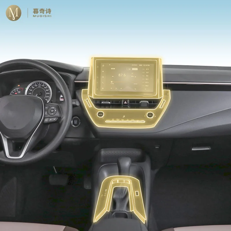 MUQSHI Vorgeschnittene Auto-Innenraum-PF-Lackschutzfolie Konsole Kratzfeste Reparatur TPU-Folie für Toyota Corolla 2022–2024
