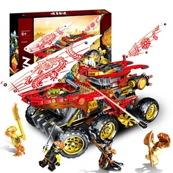 Blocs de construction Ninja Land pour enfants, 858 pièces, modèle camion rebondissant, avec figurines compatibles ninjago 70677, jouets à monter soi même 