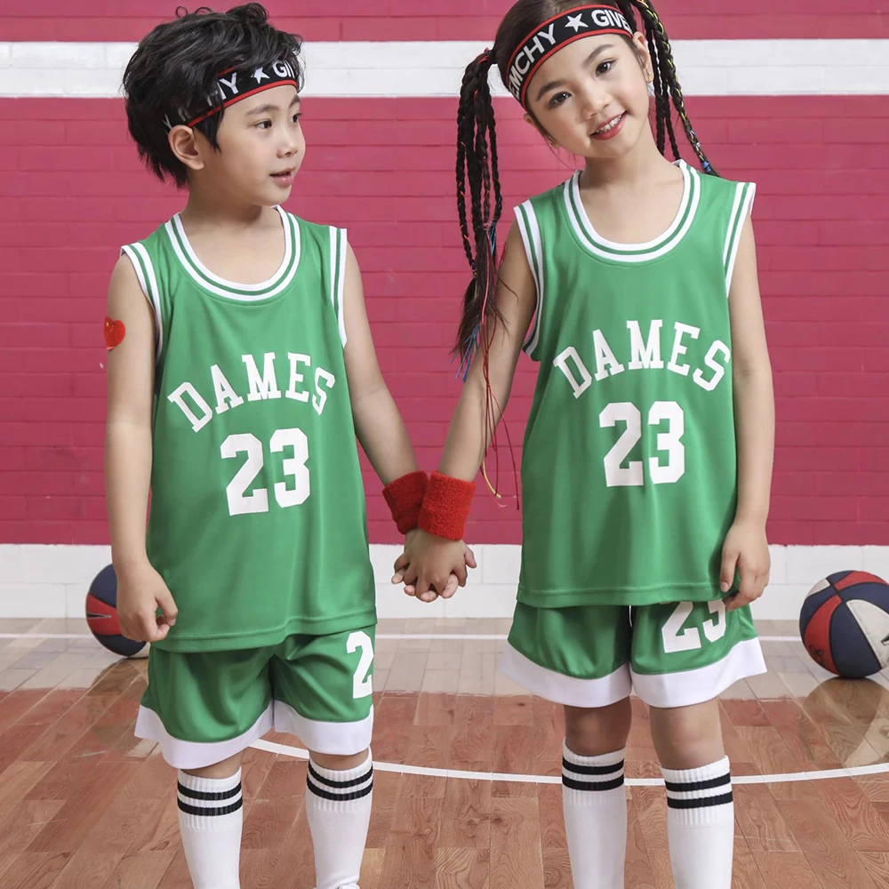 Children Basketball Jersey Suit Boy Girl Summer Sleeveless Vest & Shorts Quick-dry School Class Basketball Uniform Outfit basketball jerseys