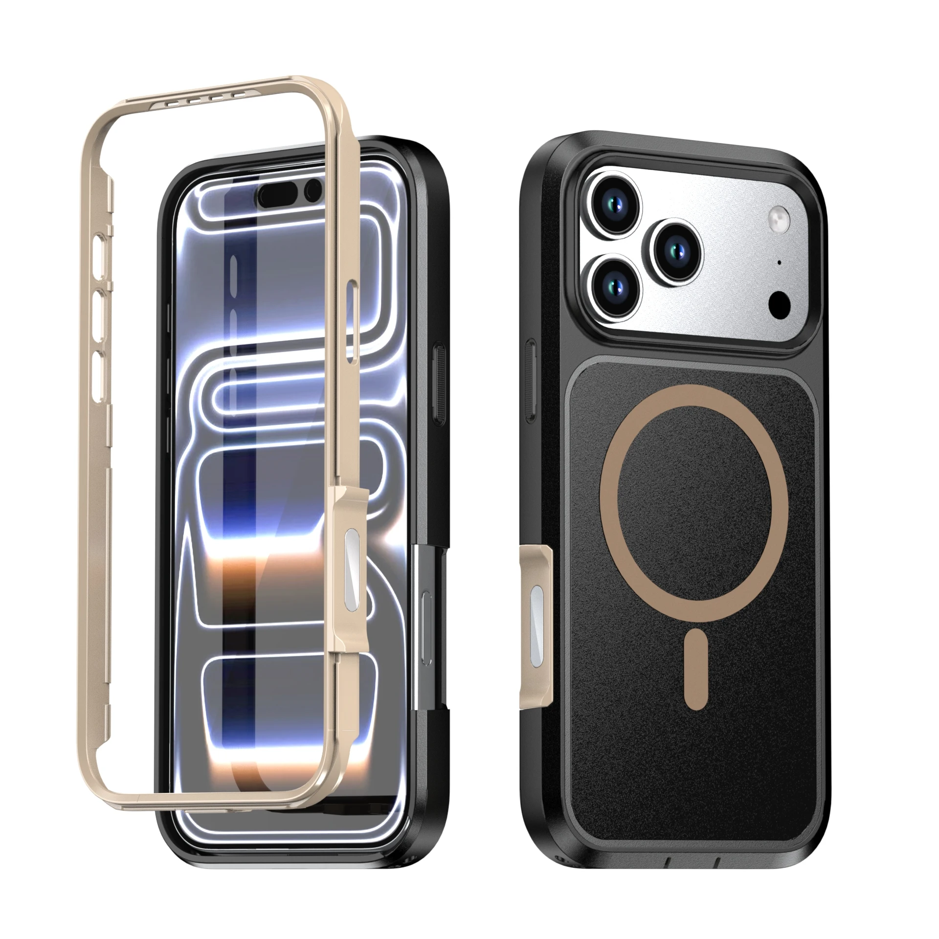 Dual Layer Armor Shockproof Magnetic Case with Dustproof Plug and Belt Clip