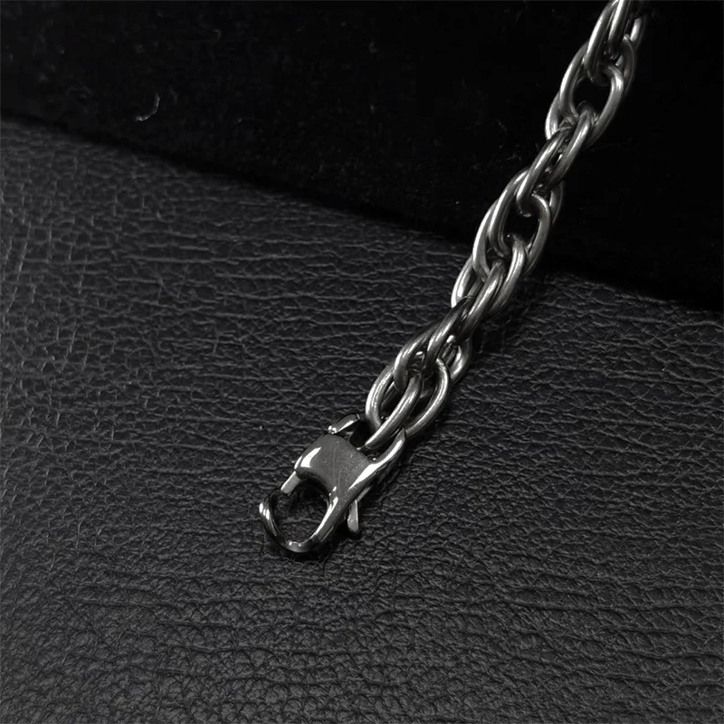7MM Pure Titanium Twist Chain Bracelet Skin Friendly Braid Rope Bracelets for Men & Women 18 CM 2