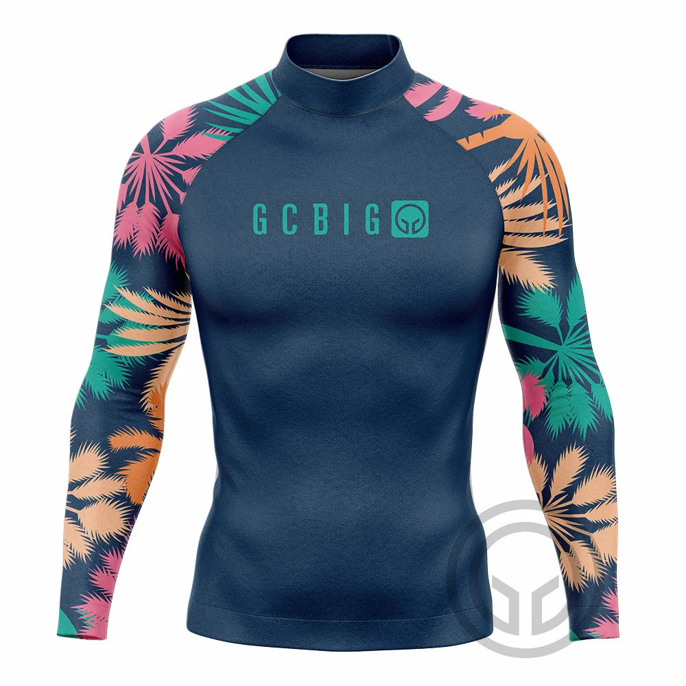 Men's Long Sleeve Rashguard Upf 50 Sun Protection Surfing Shirt Quick Dry Breathable Swimming Tight T-shirt Gym Sport Clothes