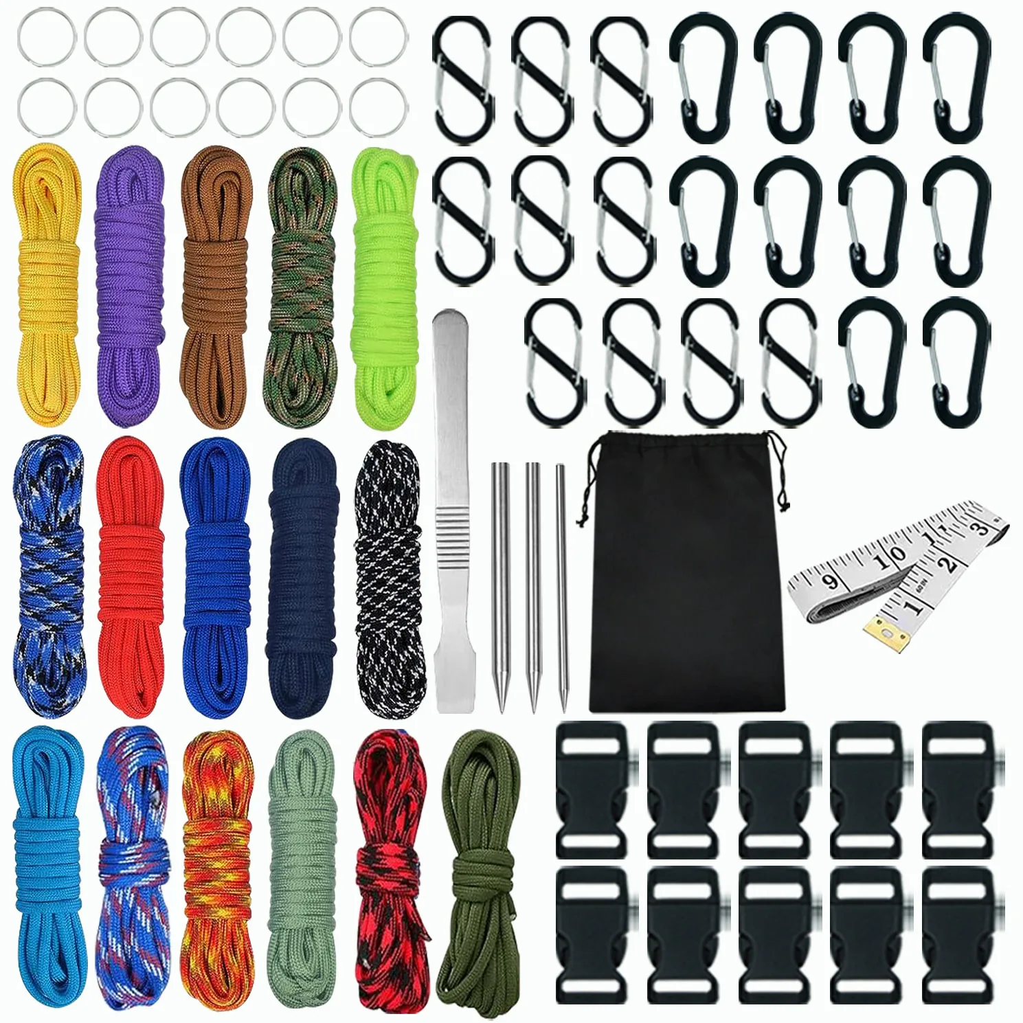 10 Colors 5m 550 Paracord Rope Kits Crafting Combo Survival