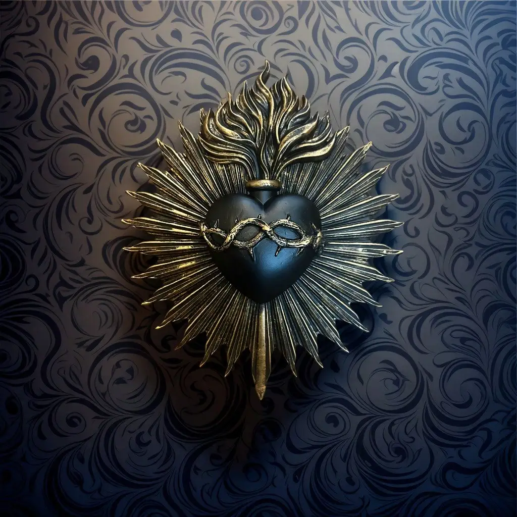 Gothic Sacred Heart Resin Wall Hanging Decorative Pendant for Religious and Festive Decor